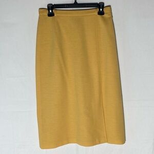 Vintage Lucia Yellow Wool Blend Straight Midi Skirt M